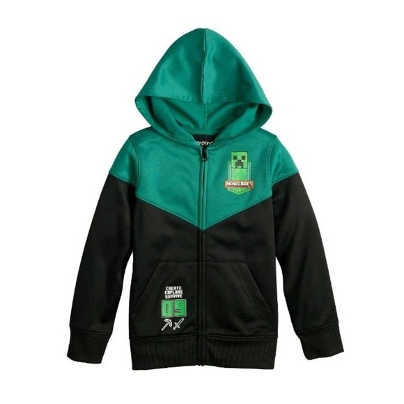 Boys Jumping Beans Minecraft Graphic Zip Hoodie Size 4 NWOT - Picture 1 of 4